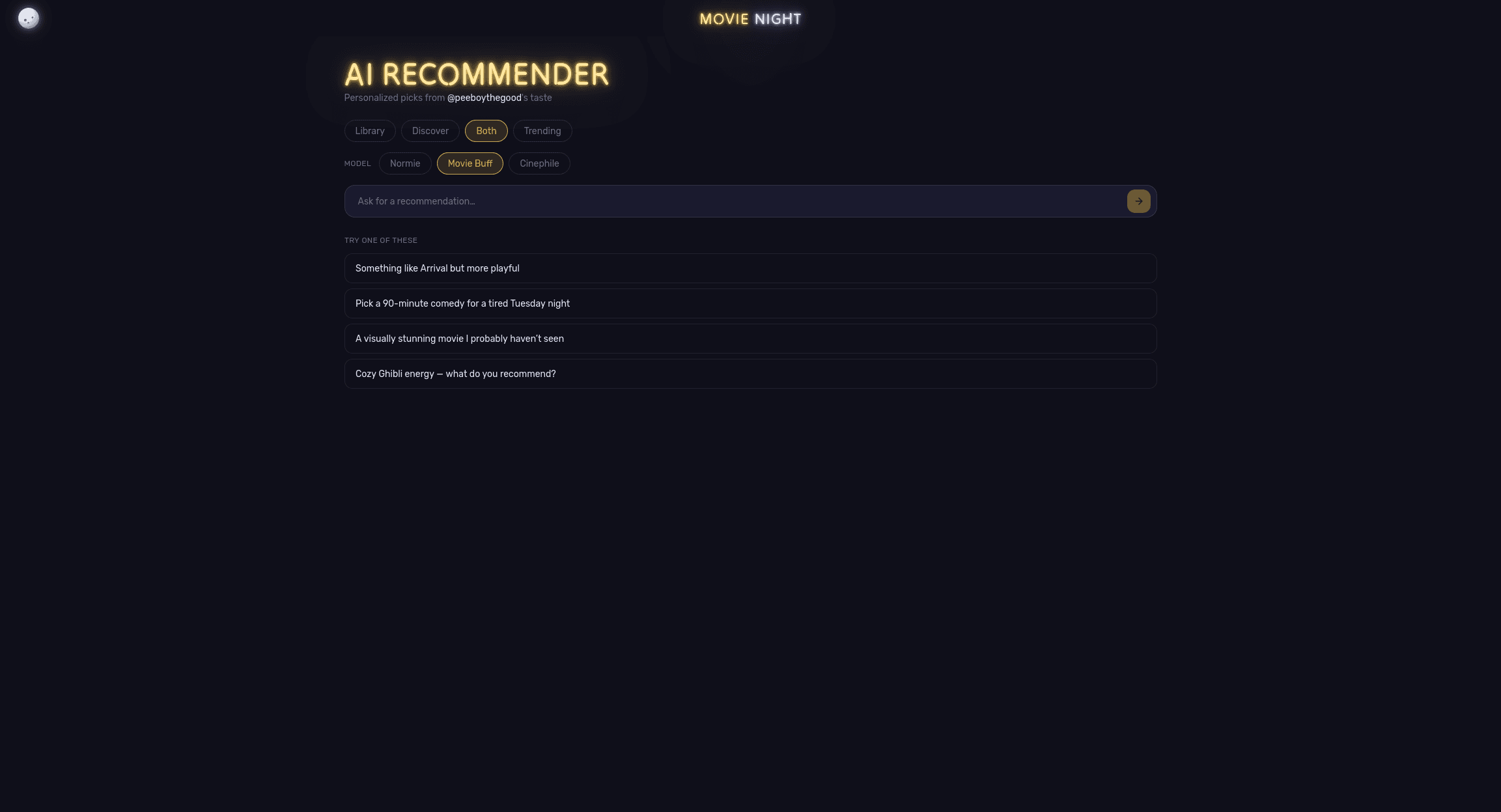 AI companion — Freeform prompt — one movie, one reason
